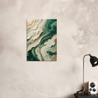 Calming Abstraction in Emerald Green and Beige