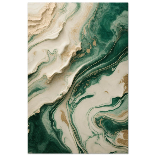 Calming Abstraction in Emerald Green and Beige