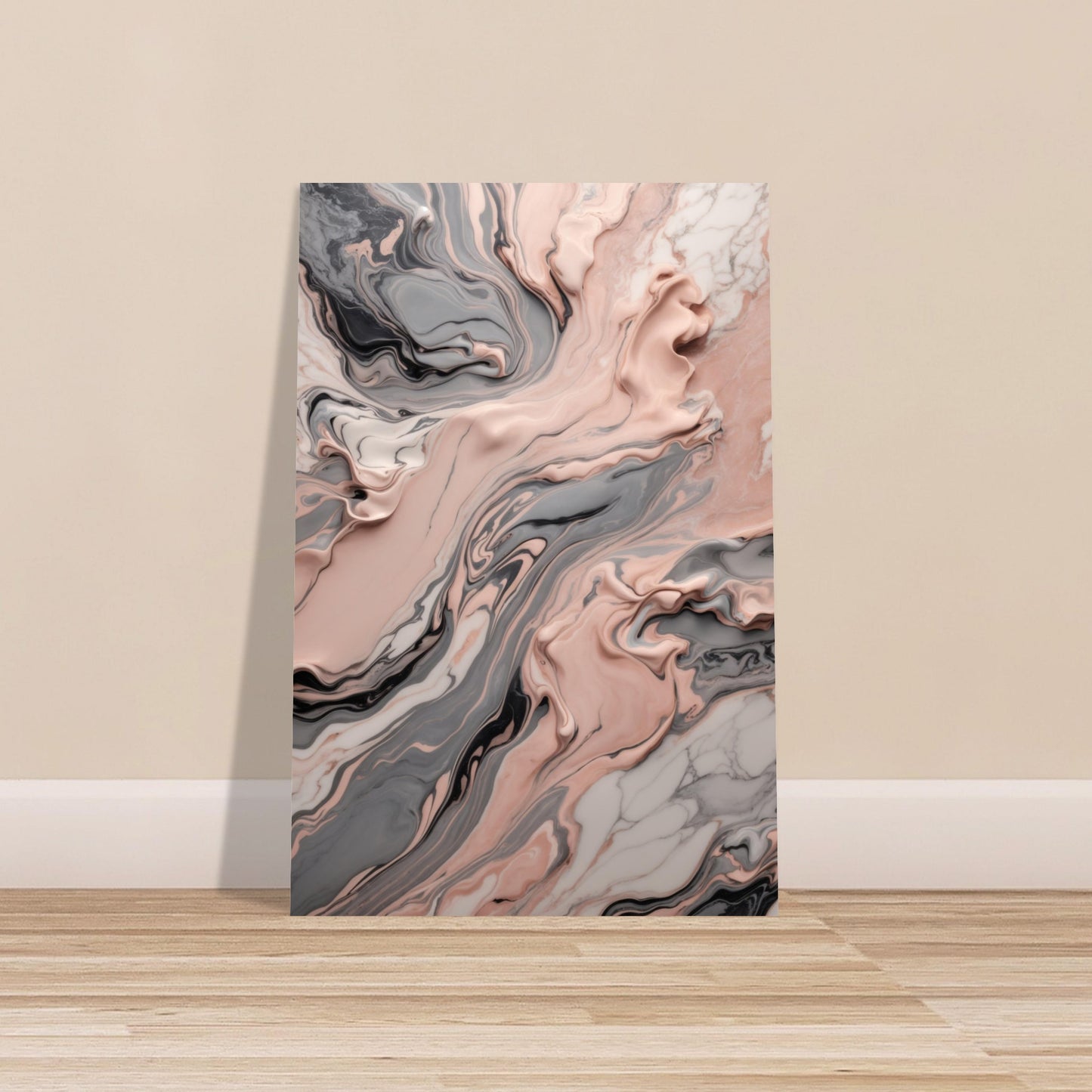 Muted Gray and Blush Pink Marble Abstract